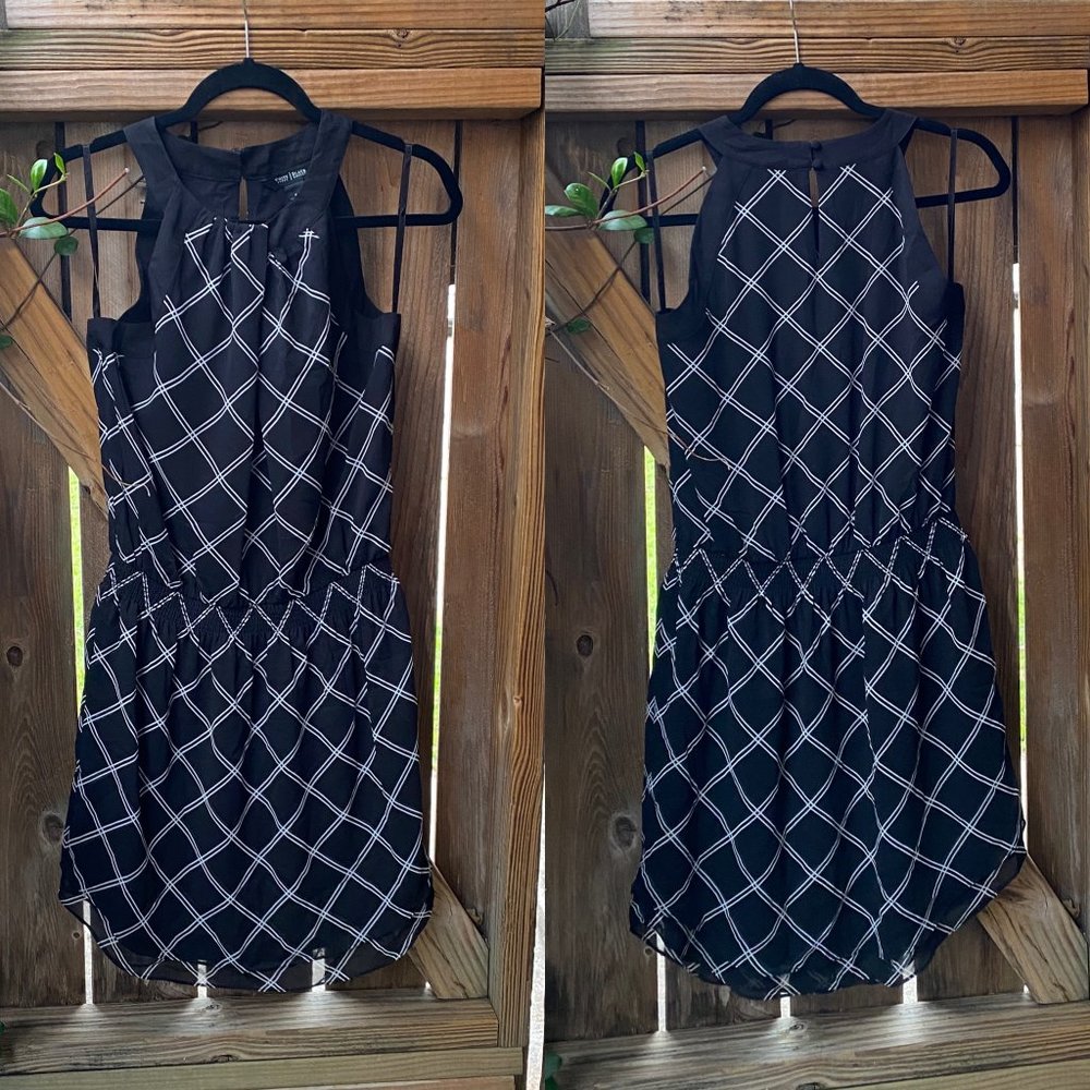 White House Black Market Windowpane Blouson Dress